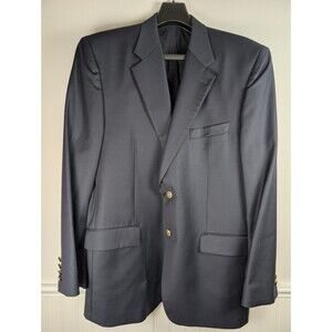 Lauren Ralph Lauren Mens Blazer 43L Navy Blue Gold  Buttons 100% Wool Sport Coat